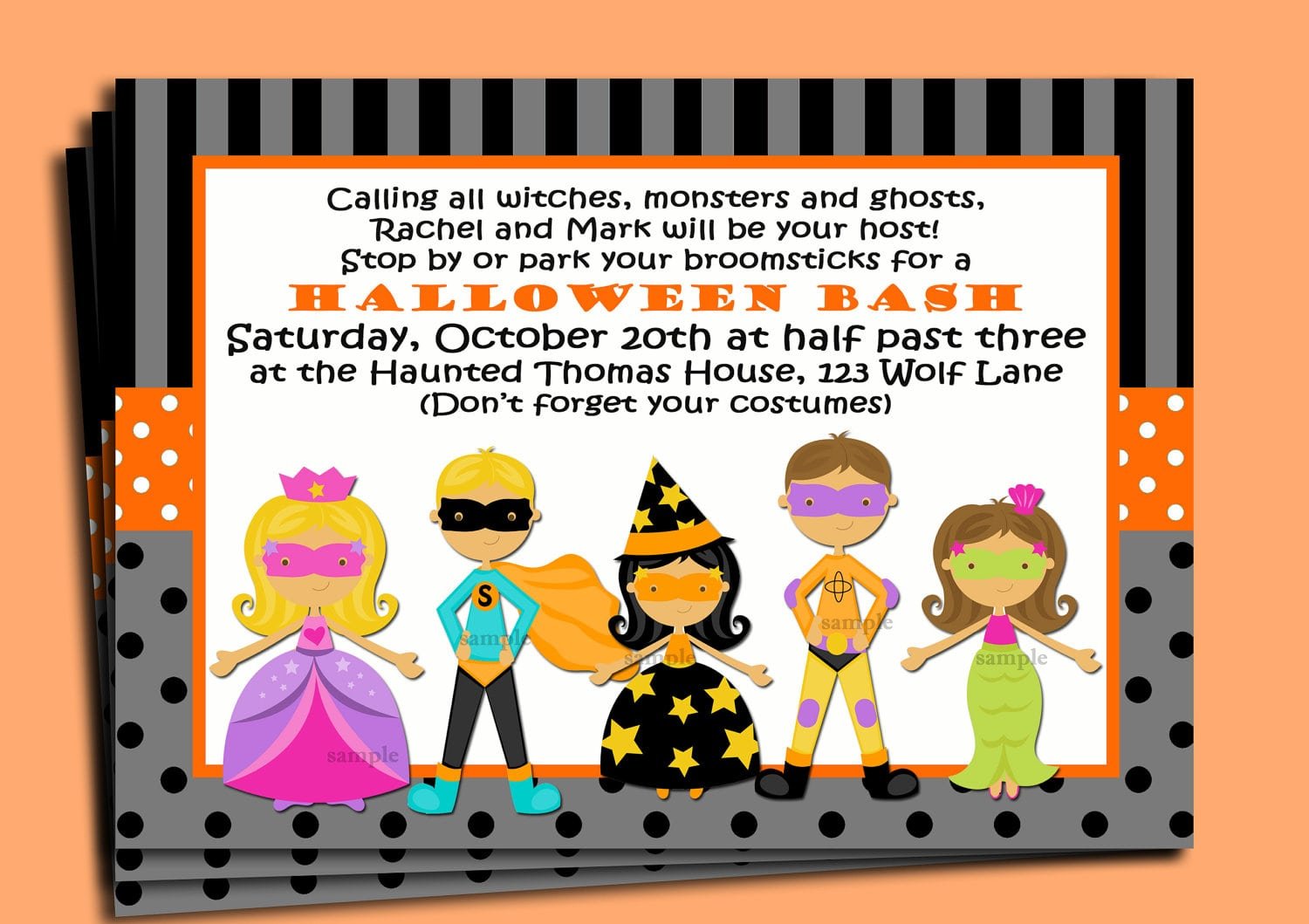 Childrens Halloween Birthday Party Invitations