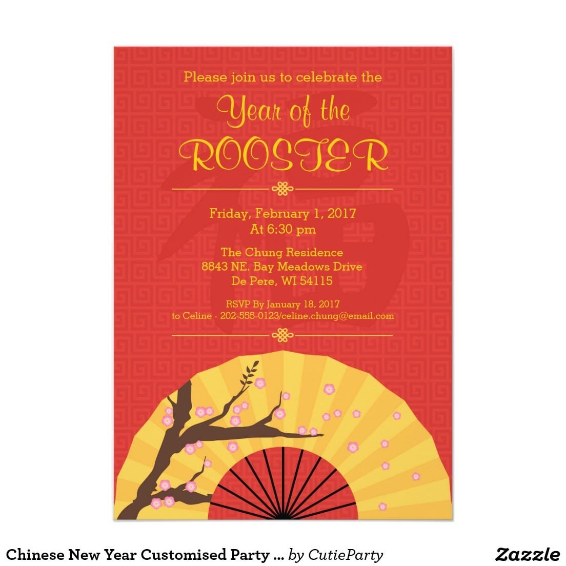 Chinese New Year Customised Party Invitation