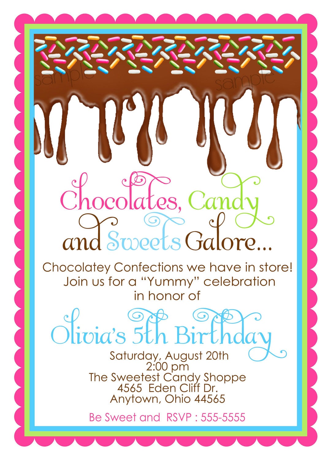 Chocolate Birthday Party Invitations