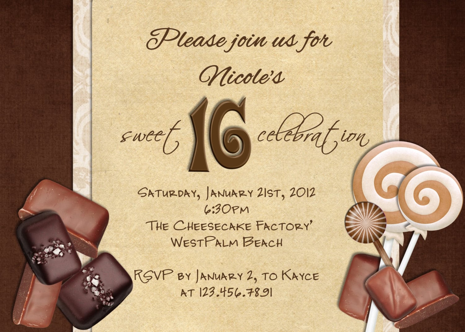 Chocolate Birthday Party Invitations