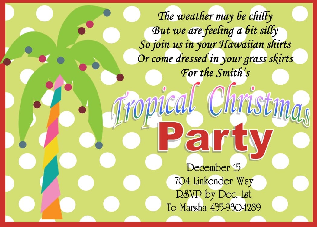 Christmas   Holiday Tropical Party Invitations 201