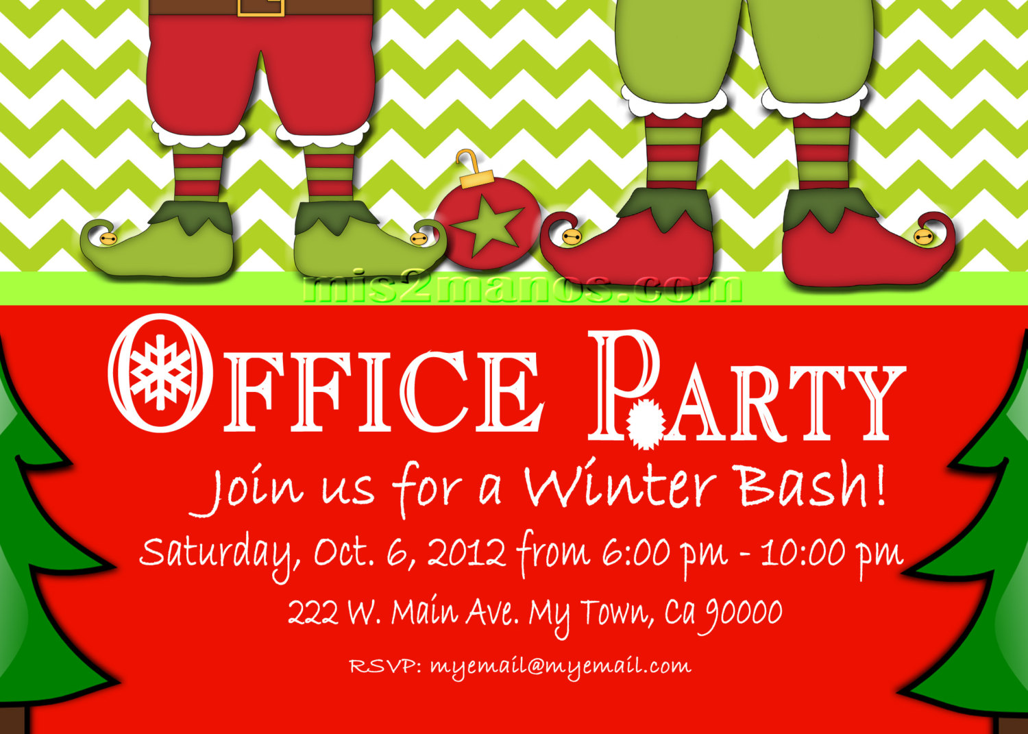 Christmas Office Party Invite Printable Personalized Season