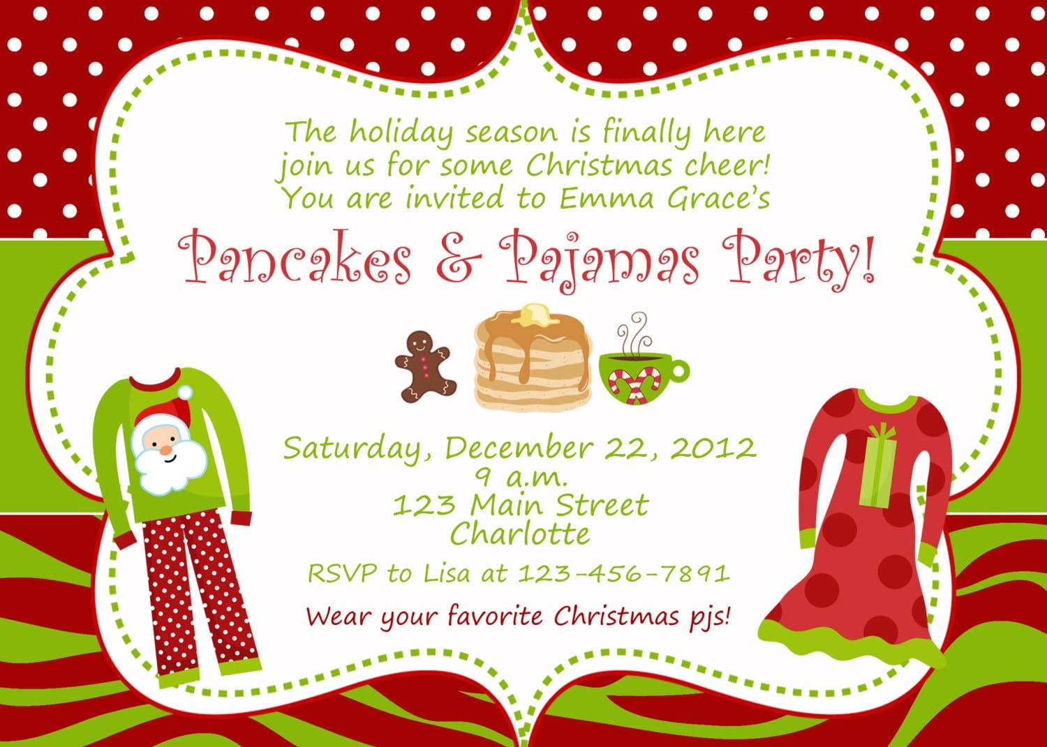 Christmas Pajama Party Invitations