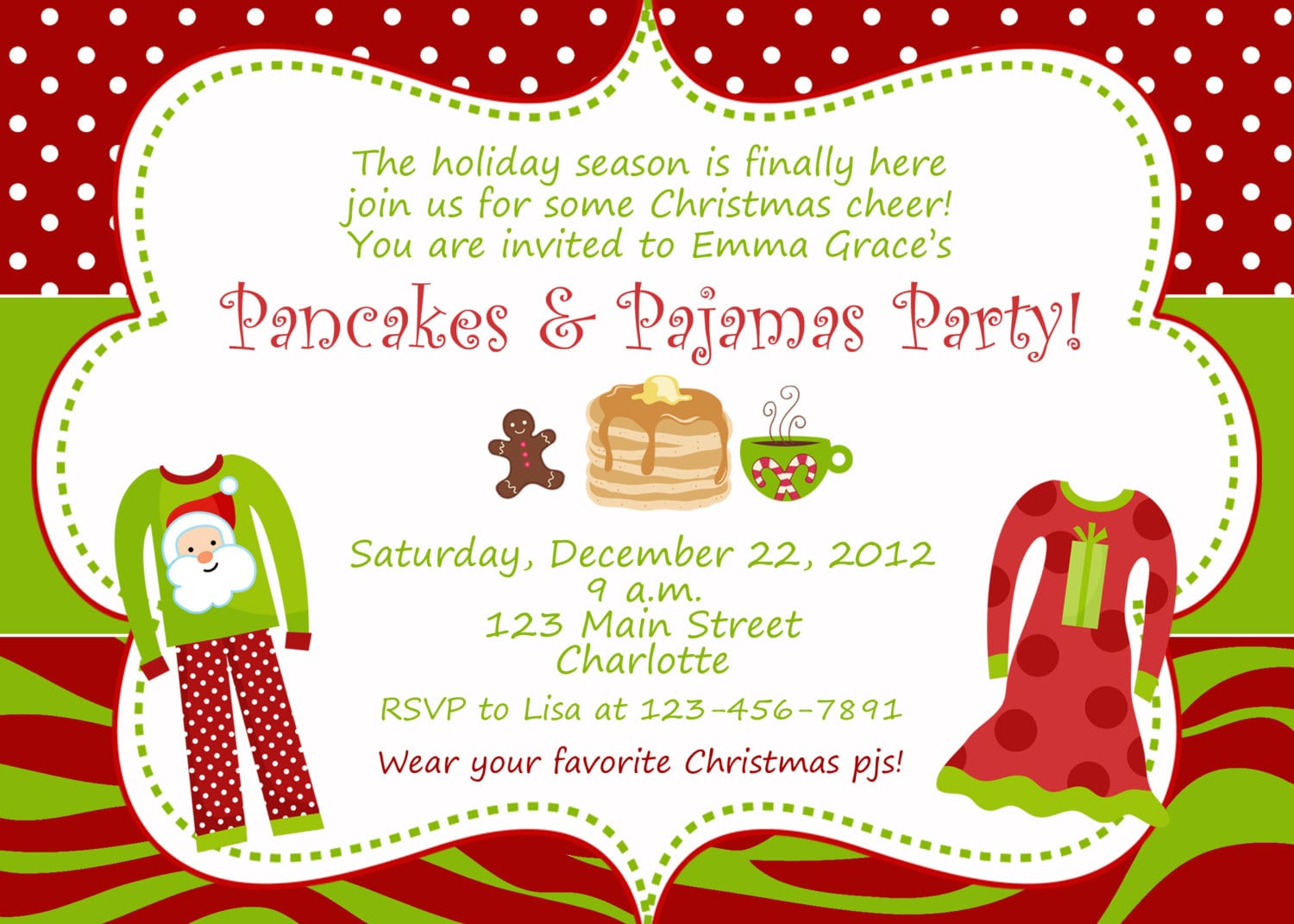 Christmas Pajama Party Invitations