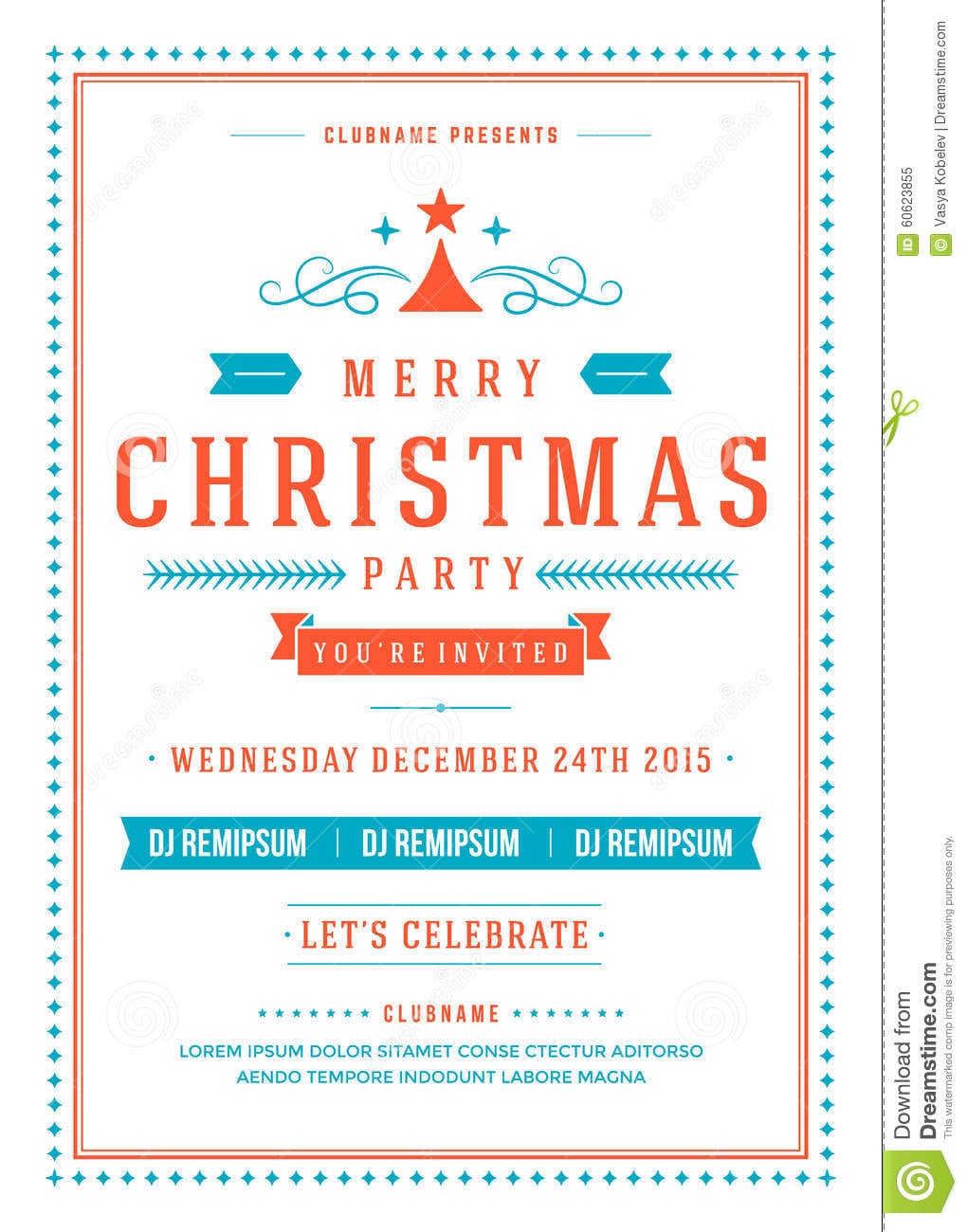 Christmas Party Invitation Poster Design Vector Stock Vector