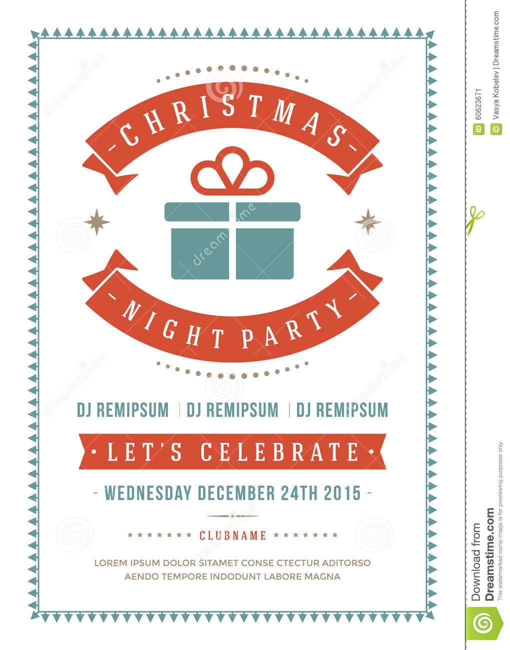 Christmas Party Invitation Poster Design Vector Stock Vector