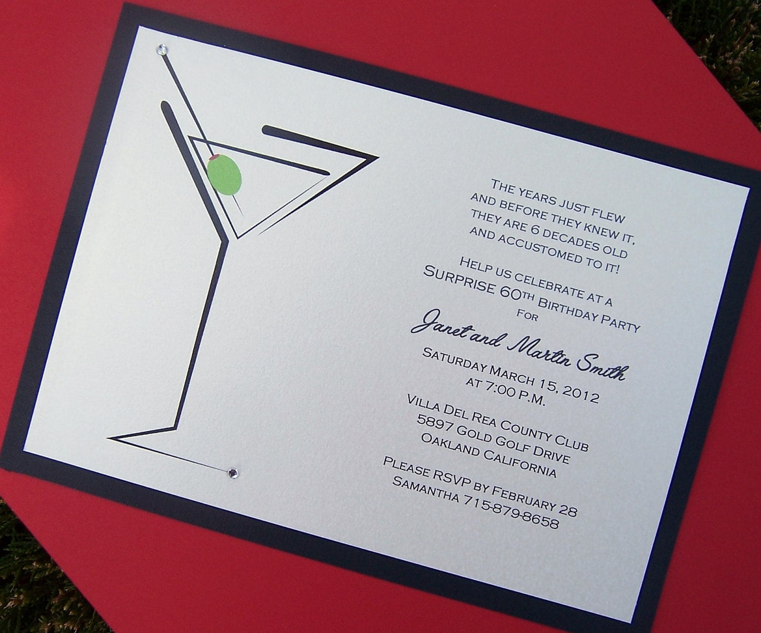 Cocktail Birthday Party Invitations Martini Invitation