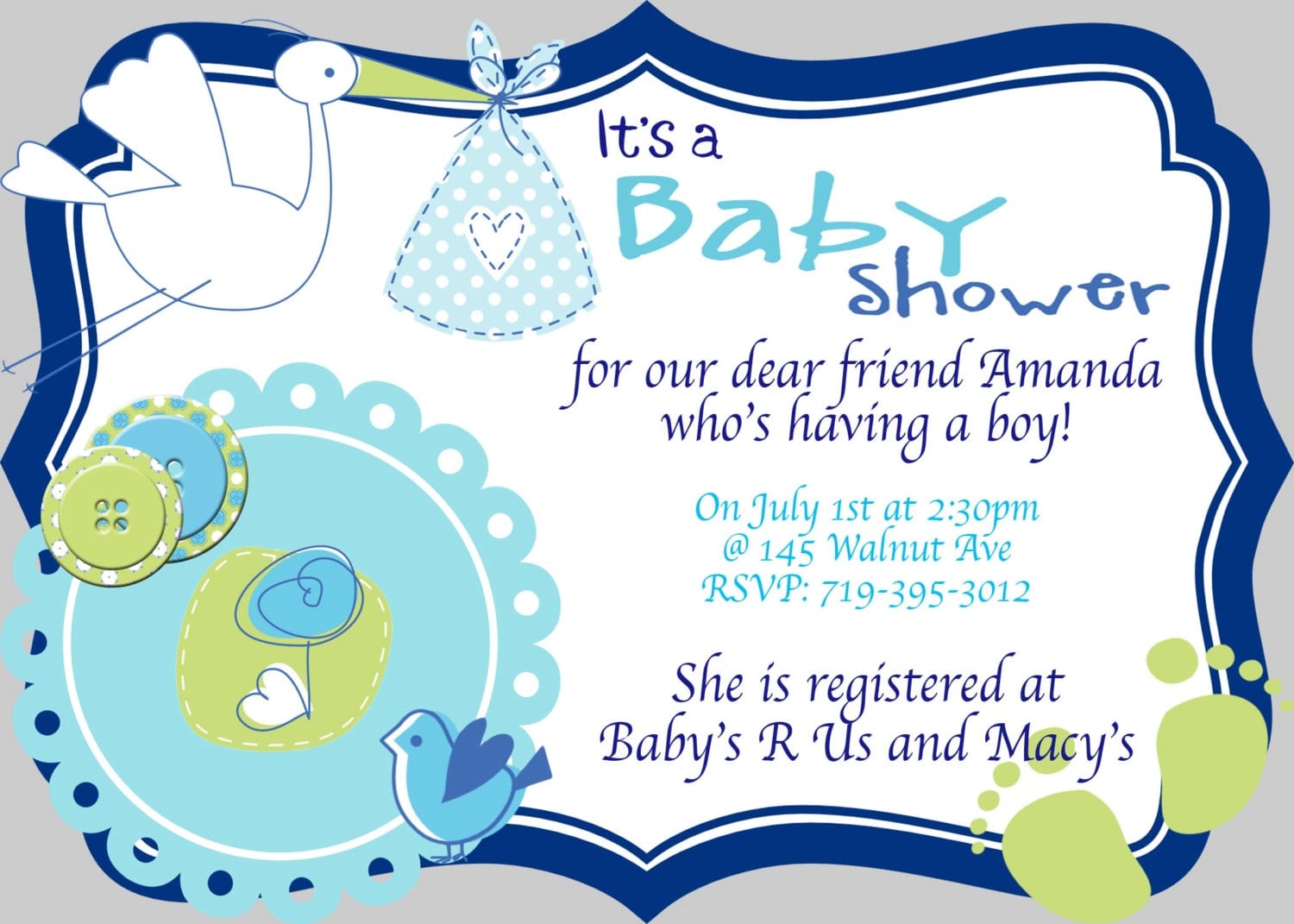 Color   Baby Shower Invitations For Boy