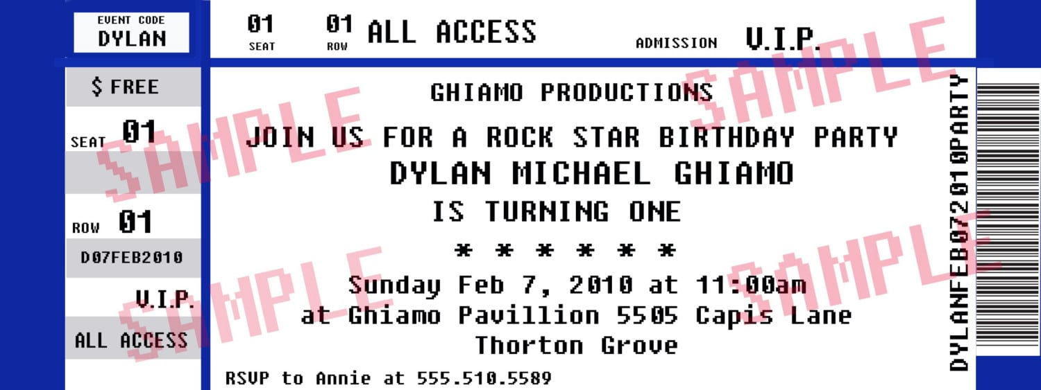Concert Ticket Party Invitation  Rockstar Birthday By Midwestprep