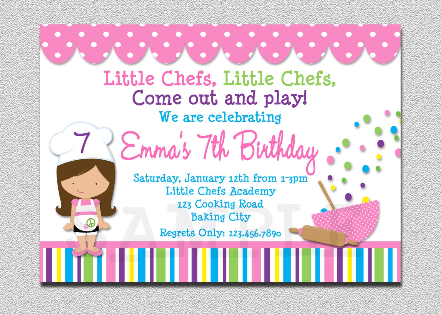 Cooking Birthday Party Invitation Cooking Baking Birthday