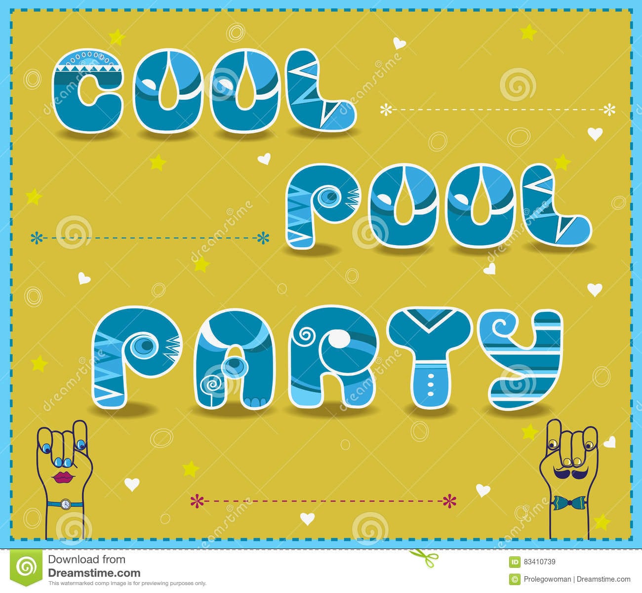 Cool Pool Party  Funny Invitation Stock Illustration
