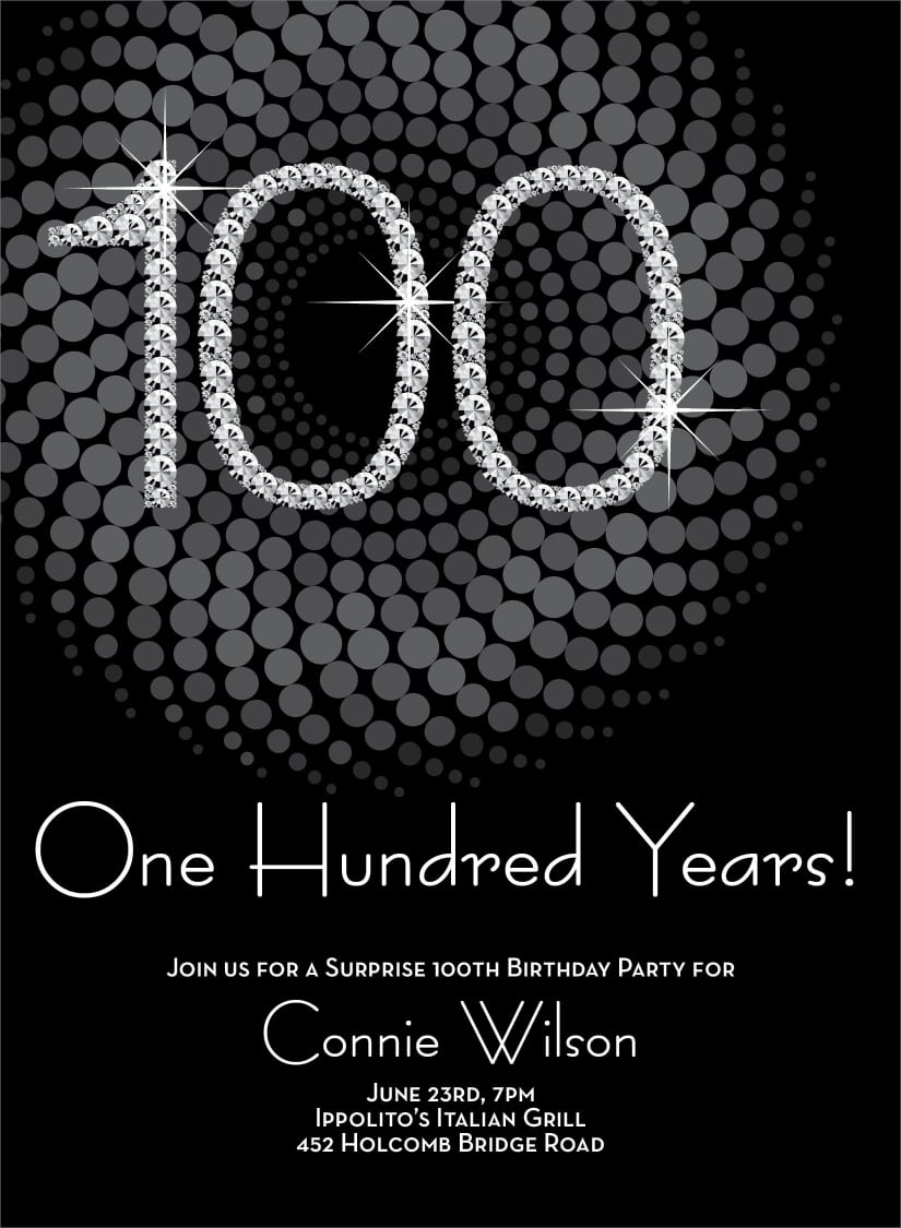 Coral Confetti And Photos 100th Birthday Invitation