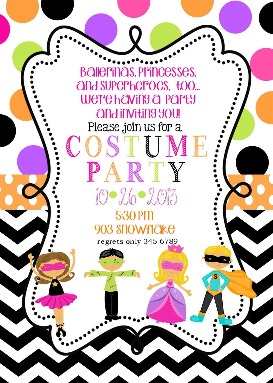 Costume Birthday Party Invitations Printable Or Digital File