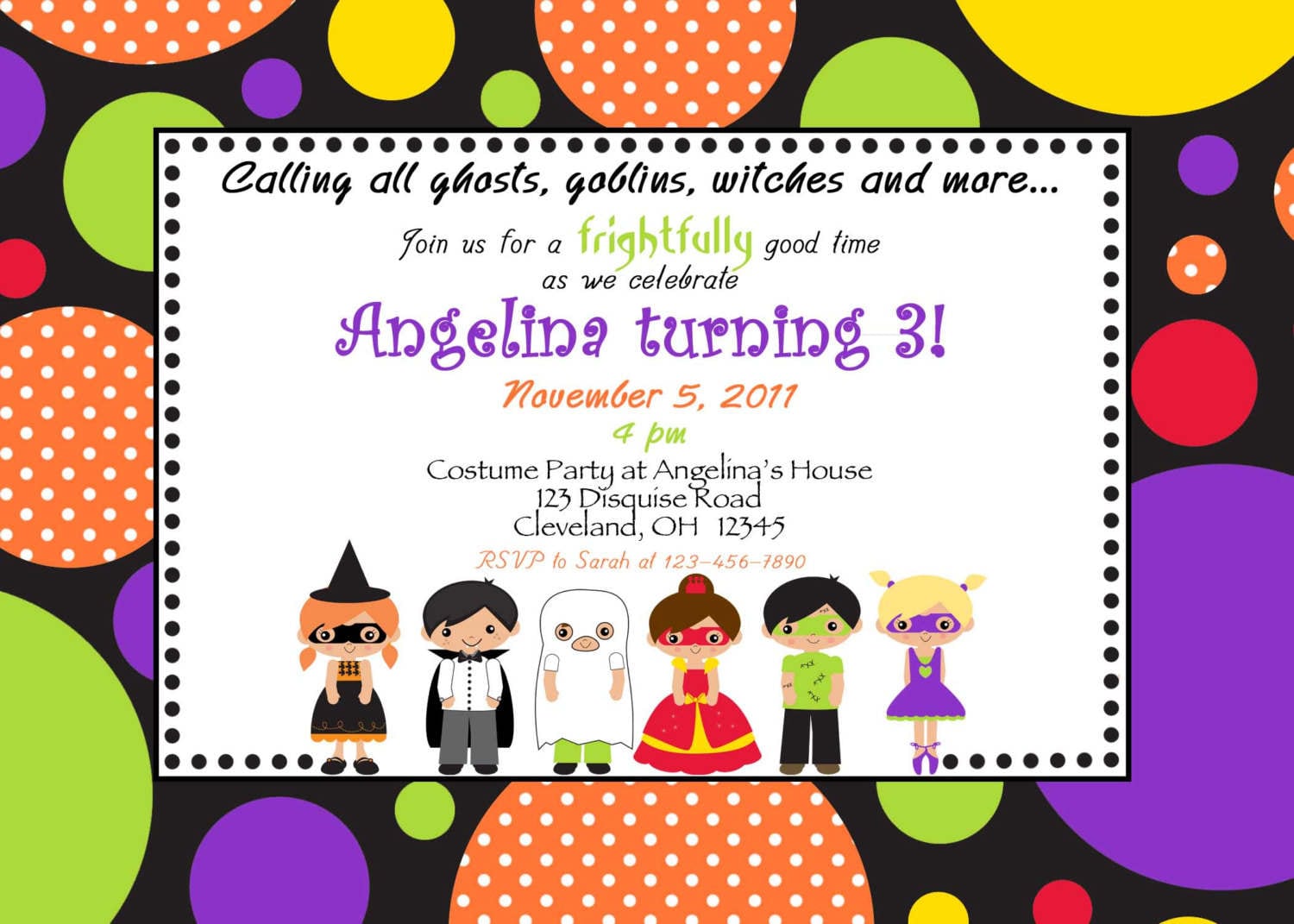 Costume Party Birthday Invitations