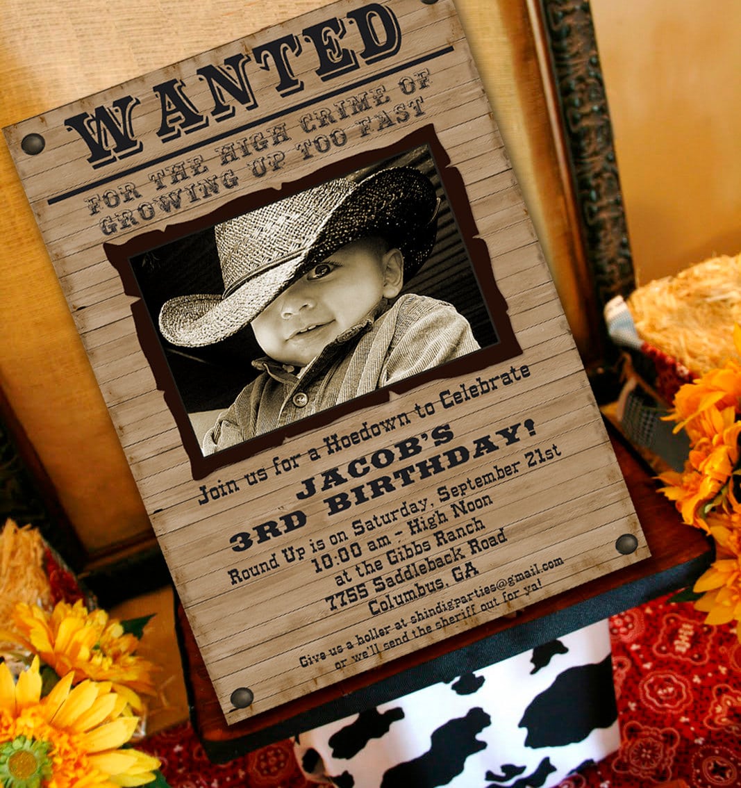Cowboy Birthday Invitation Cowboy Western Party Invitation