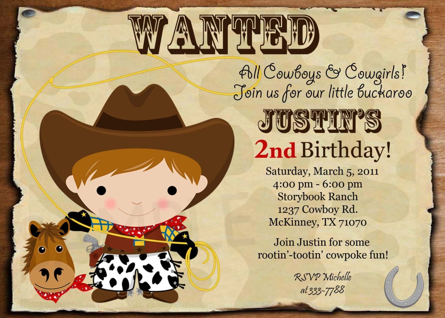 Cowboy Birthday Invitations Templates