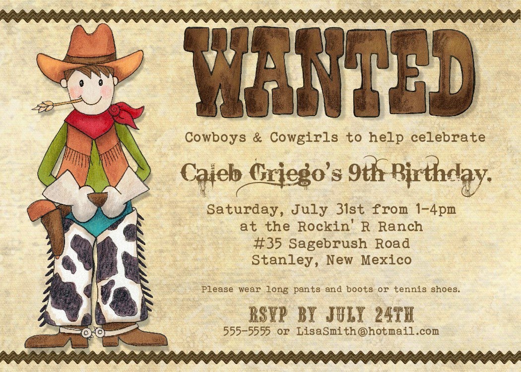 Cowboy Party Invitations