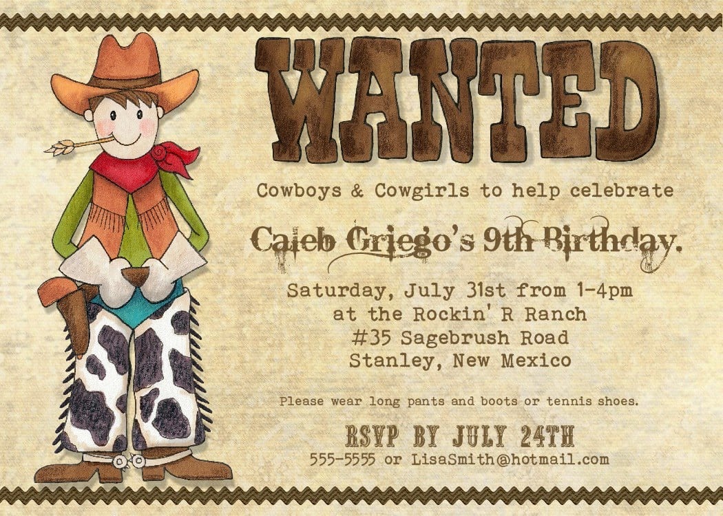 Cowboy Party Invitations