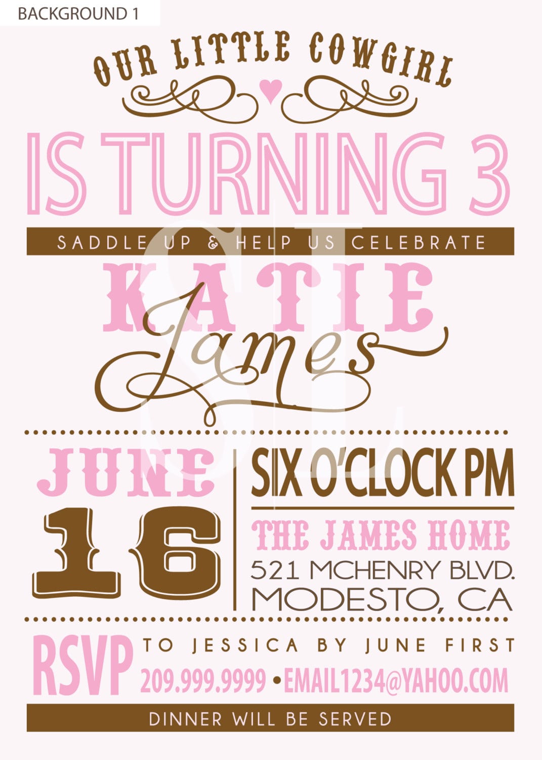 Cowgirl Party Invitation