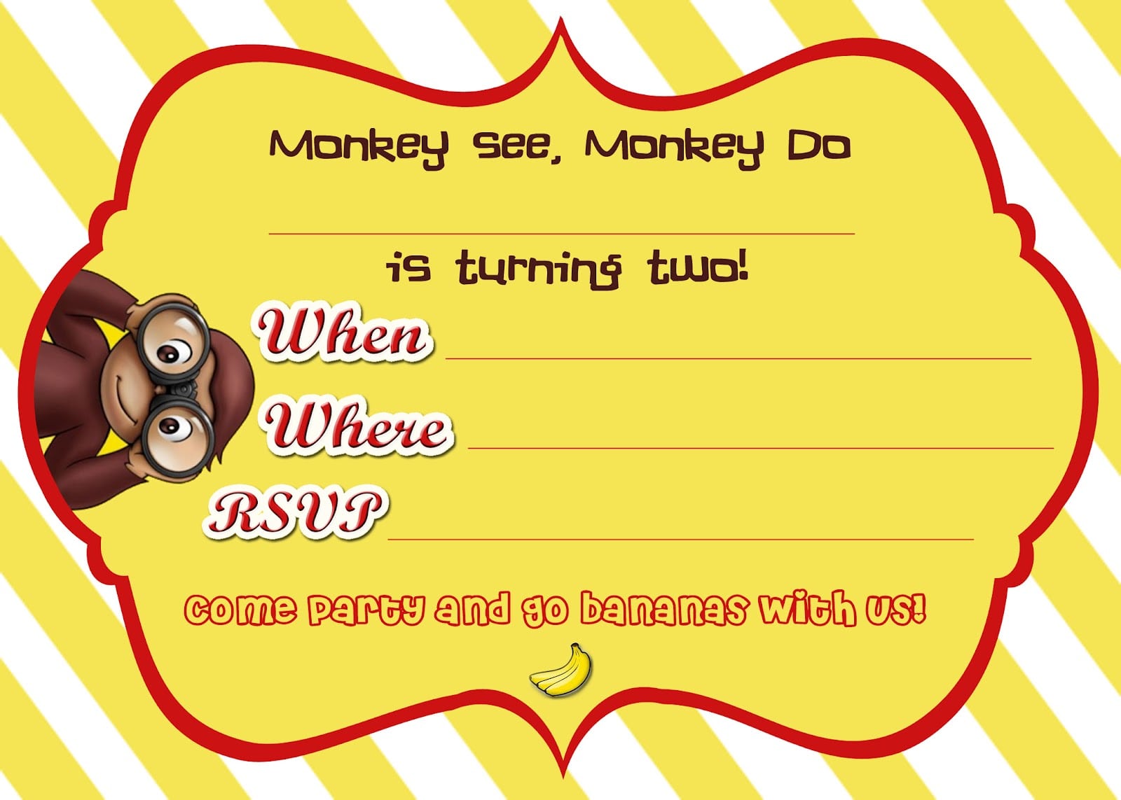 Curious George Birthday Party Invitations