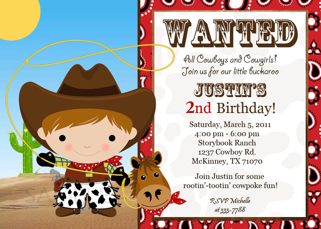 Custom Cowgirl Birthday Invitations Free