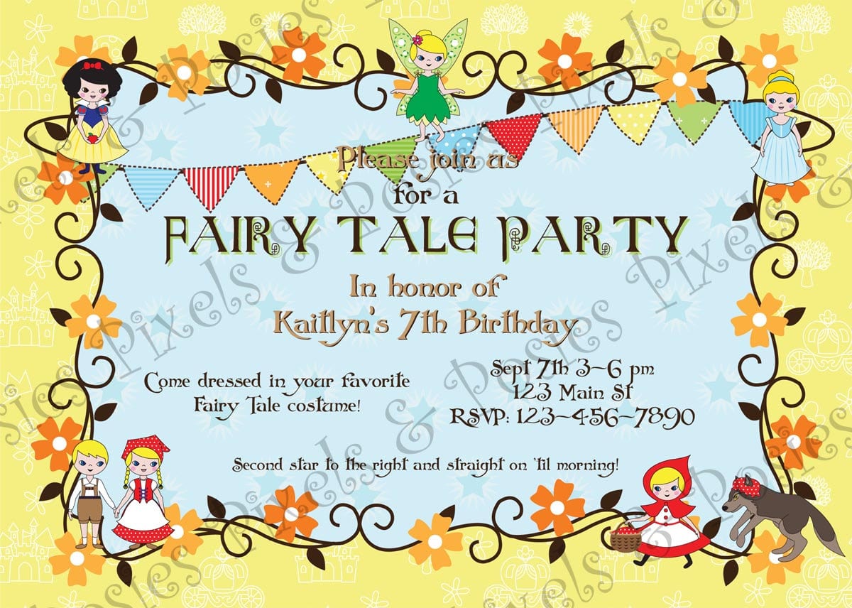 Custom Printable Party Invitation Print Your Own Fairy Tale