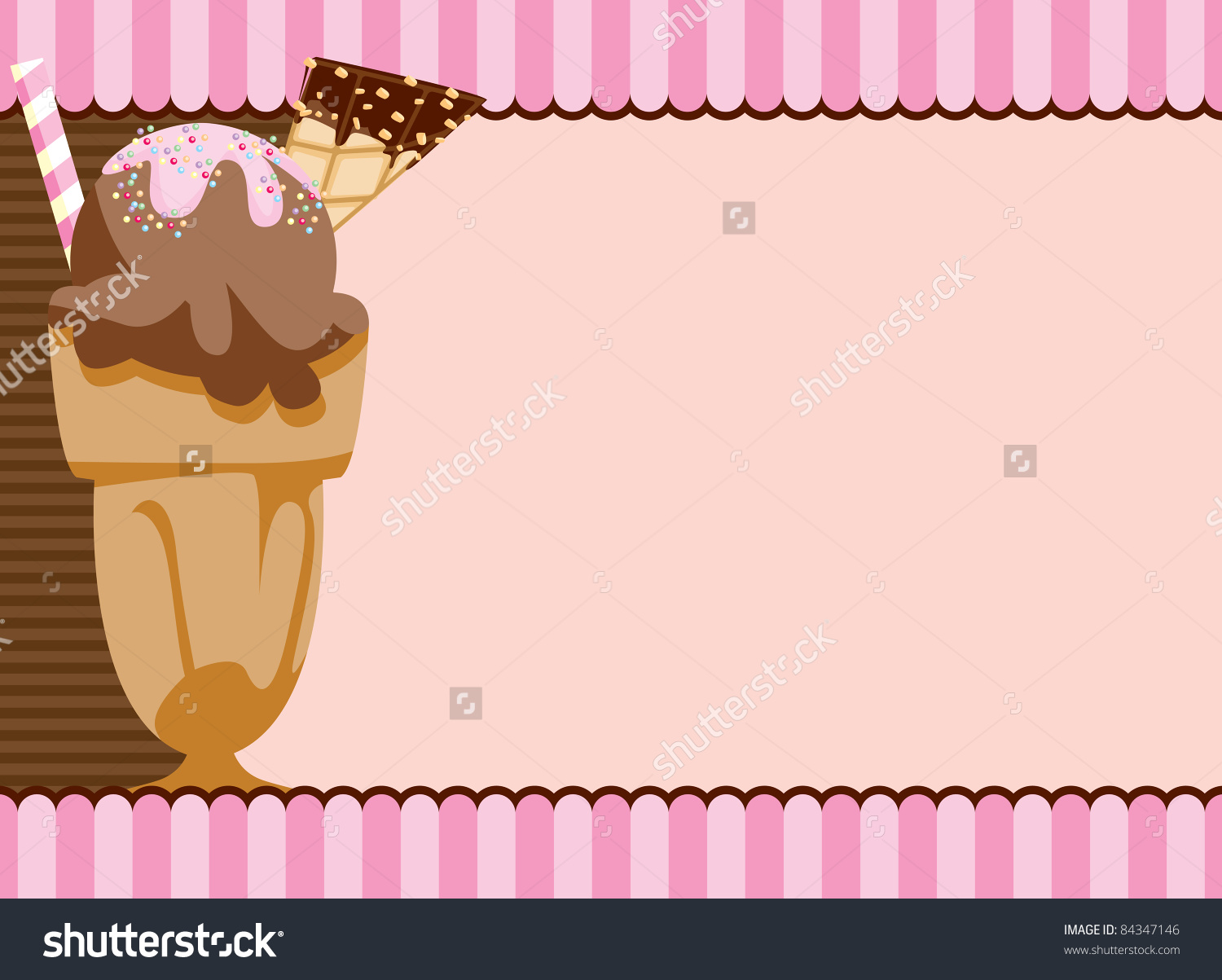 Cute Invitation Ice Cream Milkshake Motif Stock Illustration