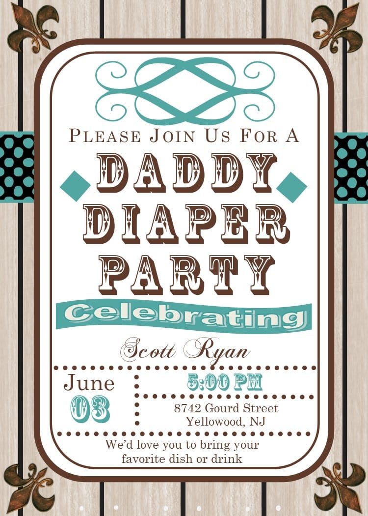 Daddy Diaper Party Invitations New Spring 2017