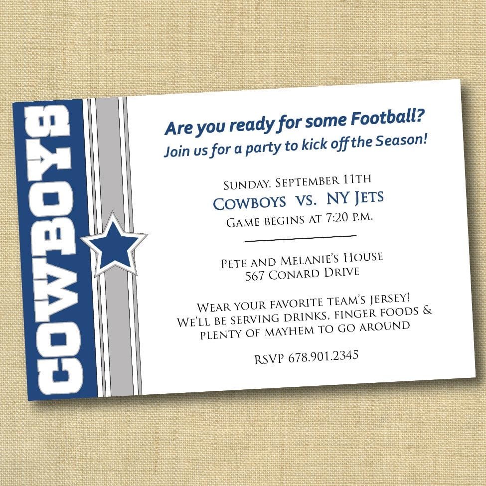 Dallas Cowboys Birthday Party Invitations