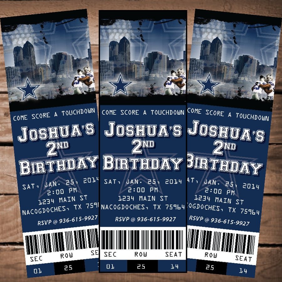 Dallas Cowboys Nfl Custom Ticket Invitation By Kenleighbugdesigns