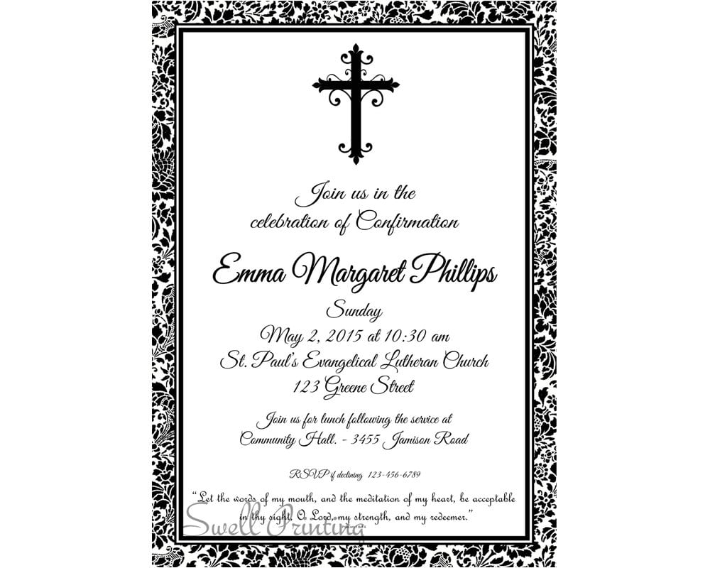 Damask Confirmation Invitation Confirmation Invitation