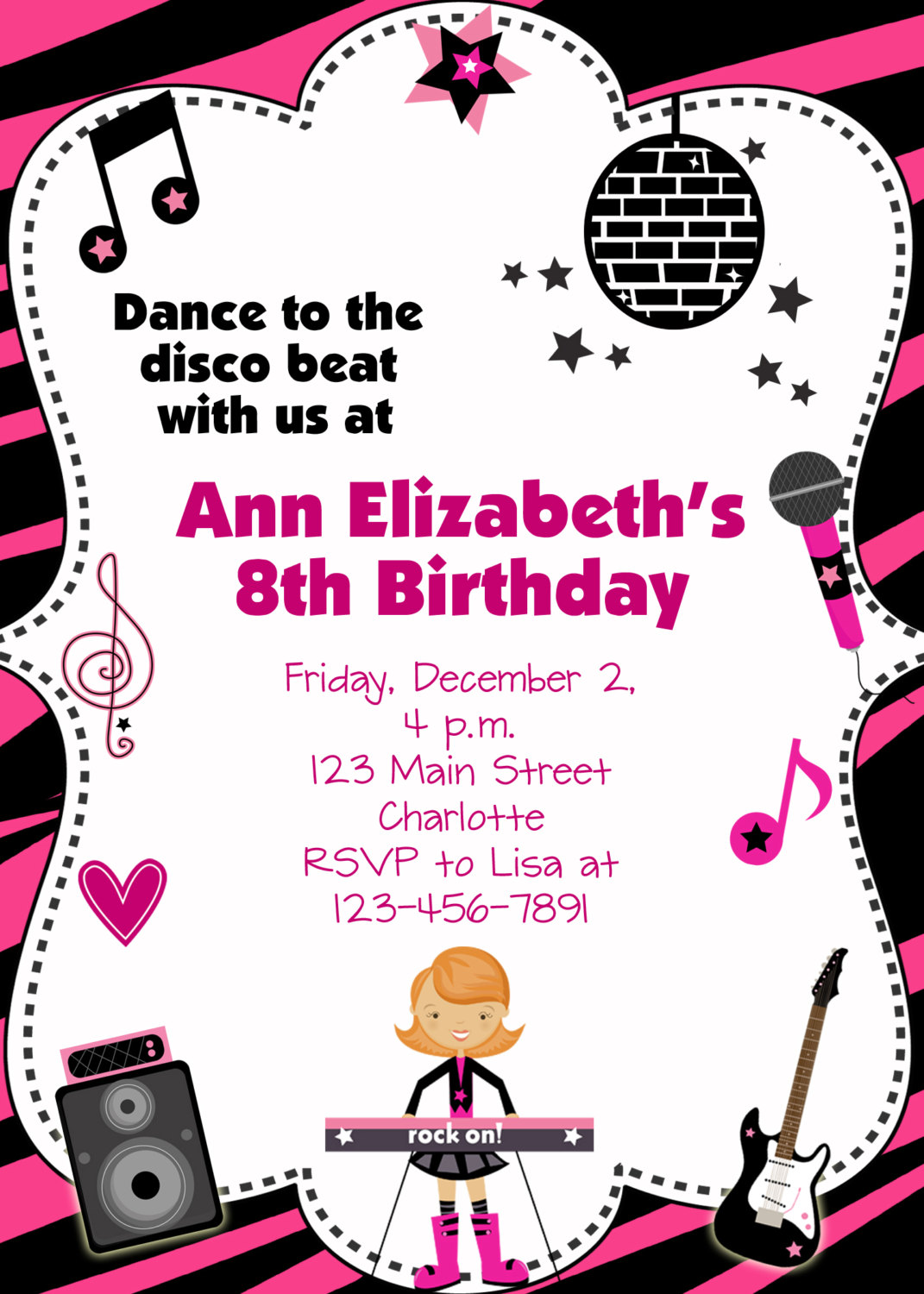 Dance Party Birthday Invitation Custom By Thebutterflypress