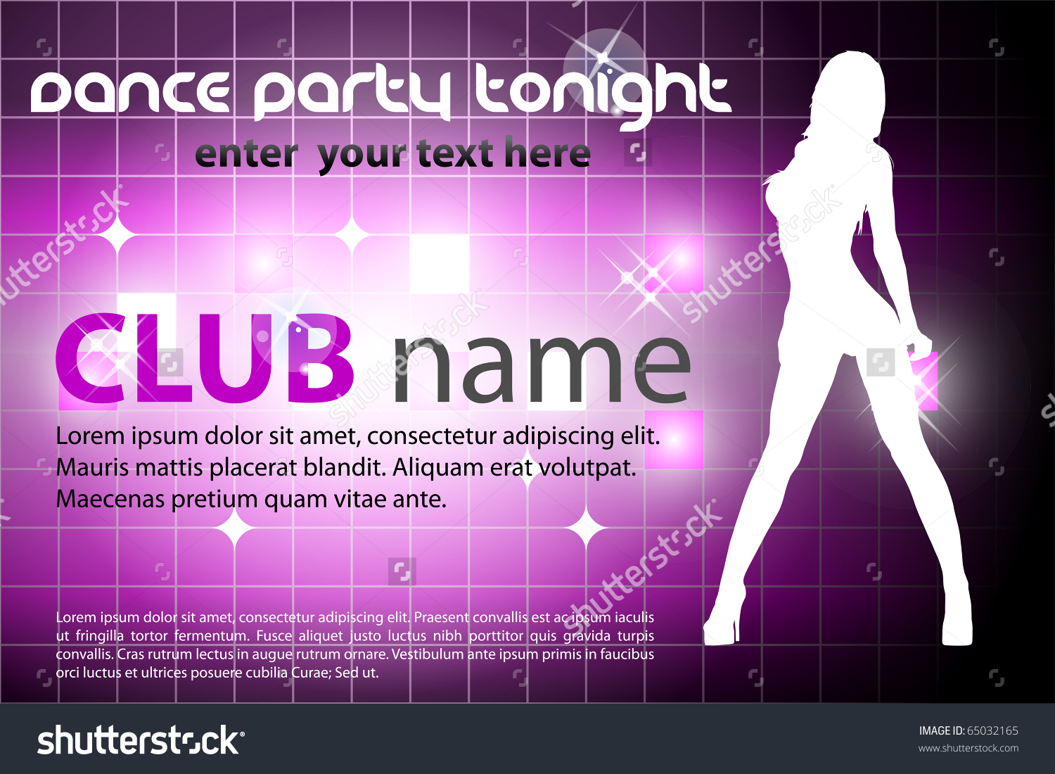 Dance Party Invitation Card Stock Vector 65032165
