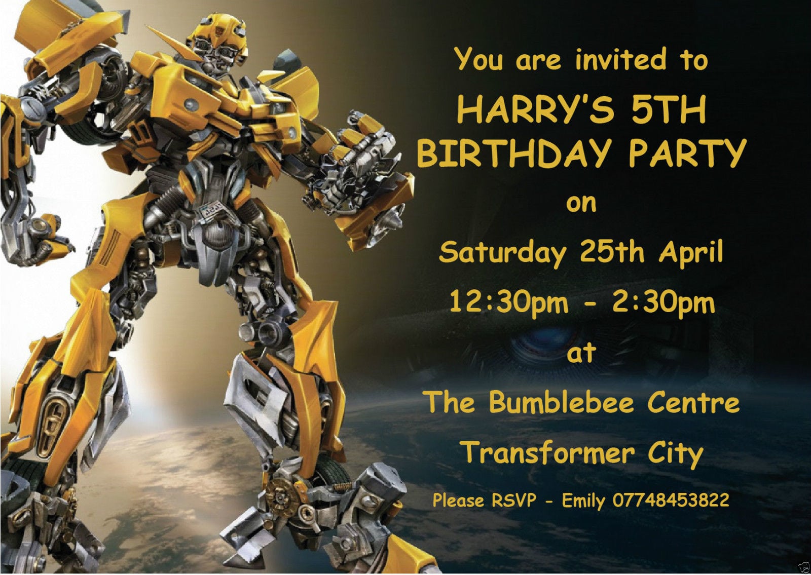 Detalles De 10 Personalizado Transformers Bumblebee NiÃ±os Fiesta