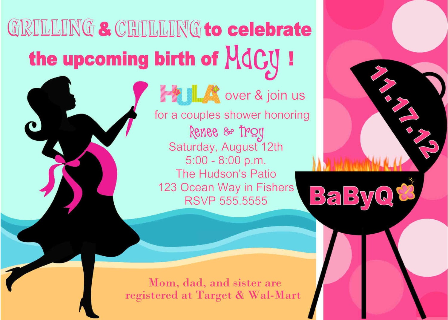 Digital Babyq Bbq Pink Hula Girl Barbecue By Spencervillejunction