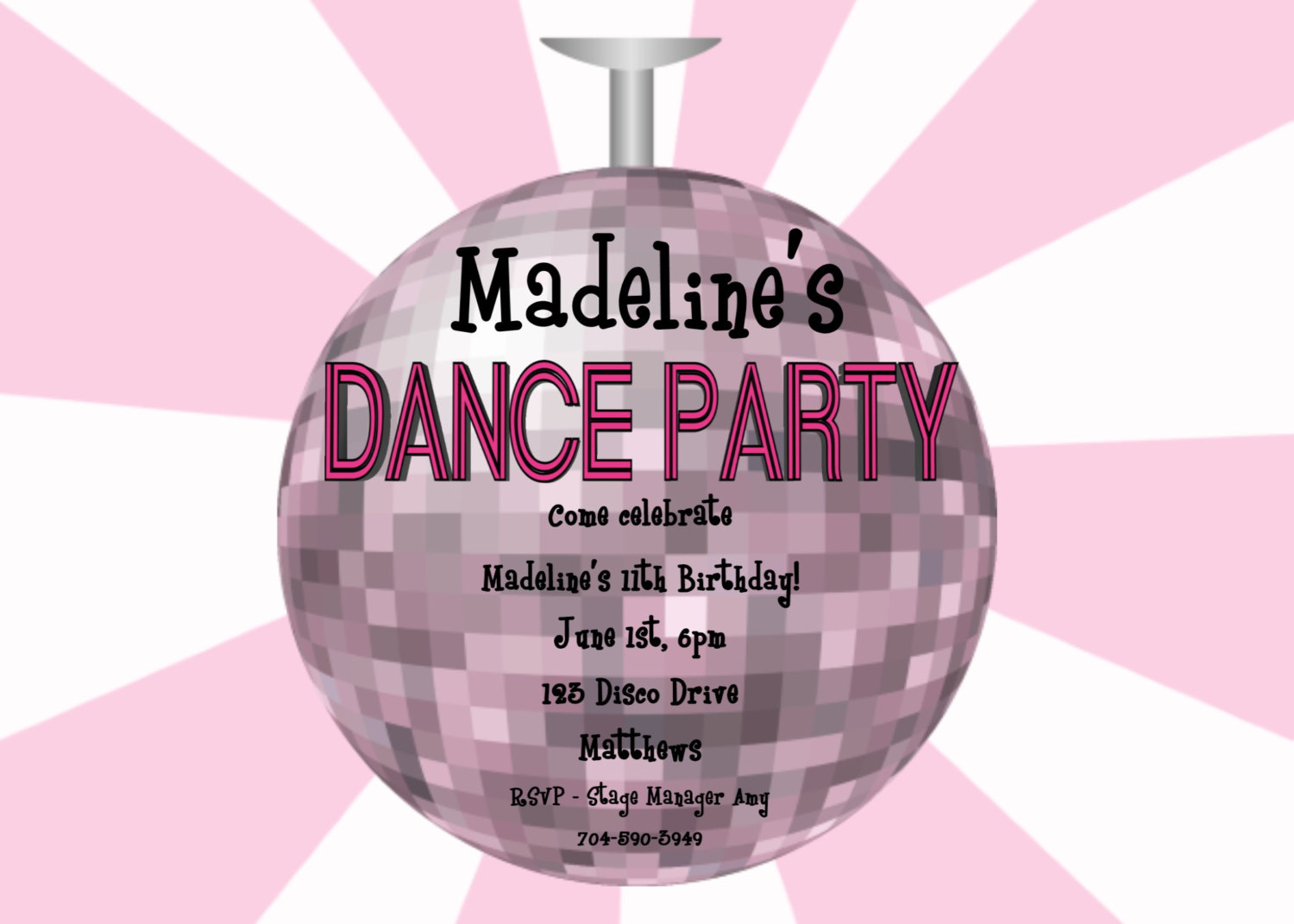 Disco Ball Birthday Invitation Disco Ball Birthday Party