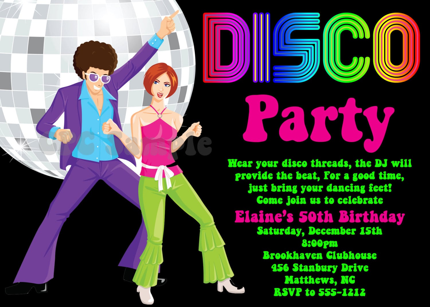 Disco Party Invitations