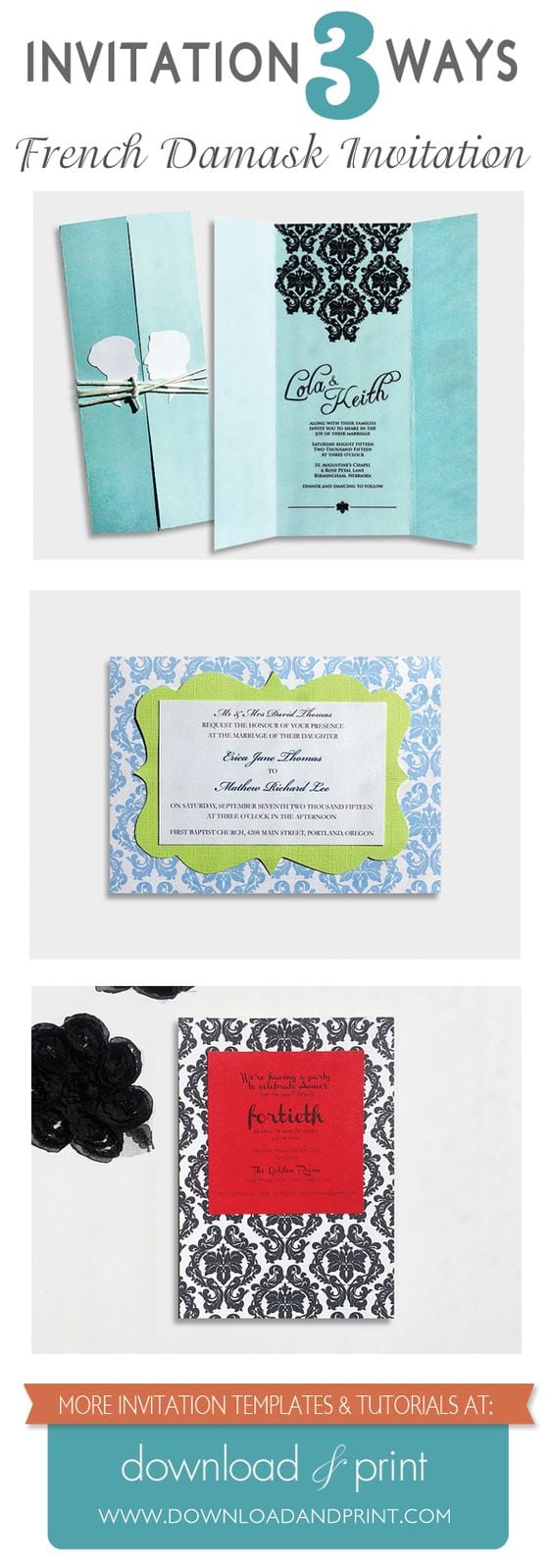 Diy Damask Party Invitation Printable From  Downloadandprint  Use