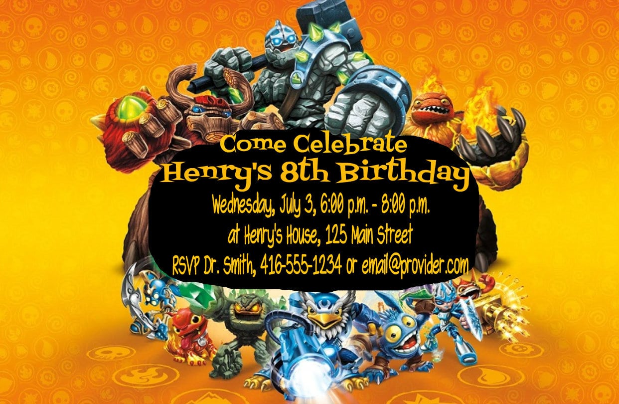 Diy Skylanders Giants Birthday Party Invitations