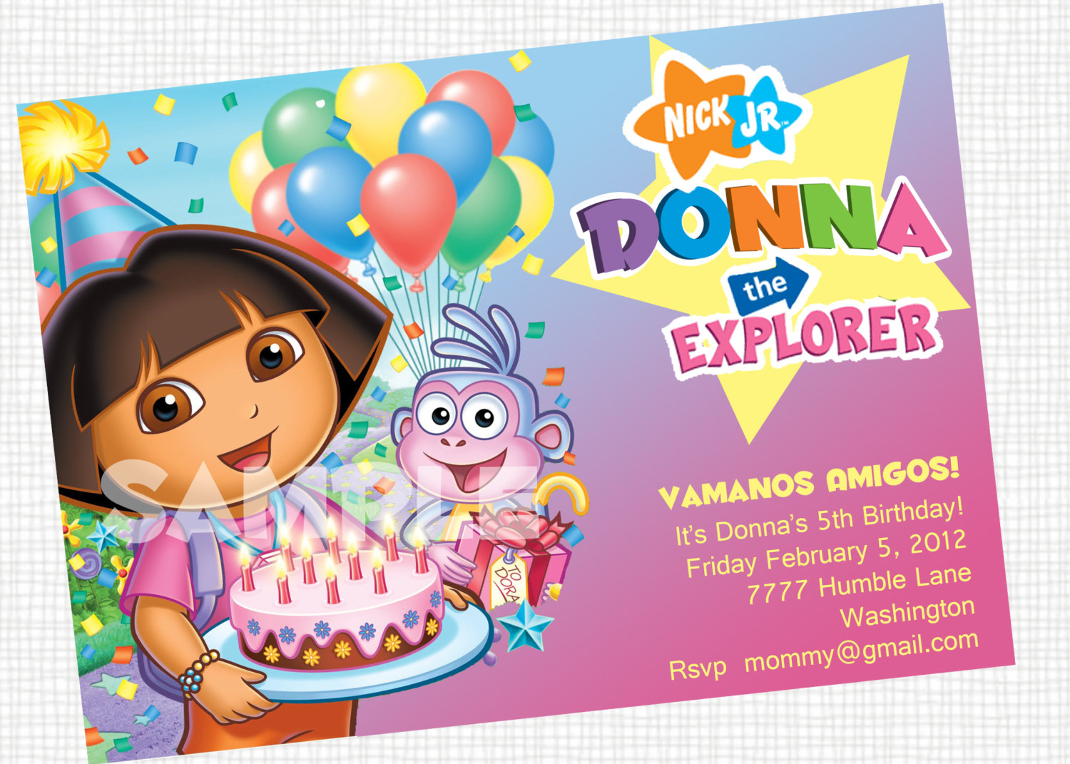 Dora The Explorer Birthday Invitations