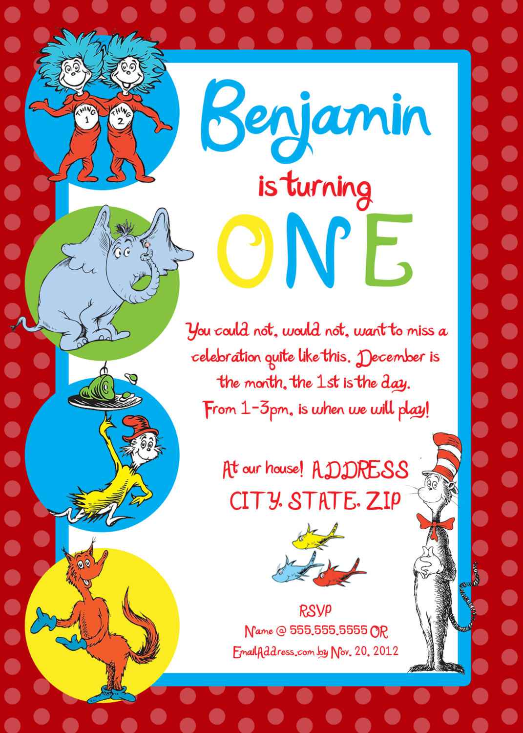 Dr Seuss Birthday Invitations