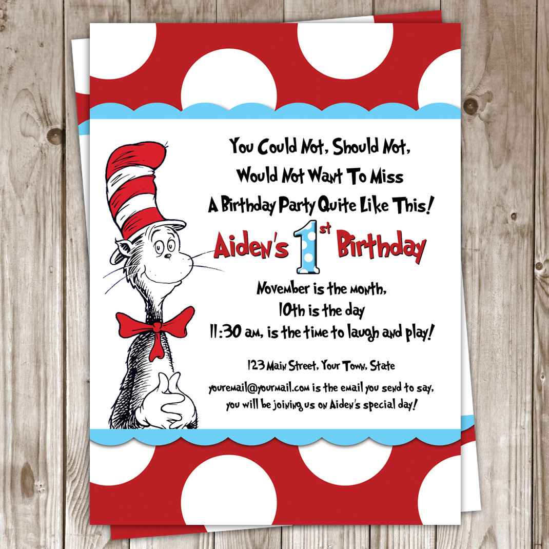 Dr Seuss Birthday Invitations
