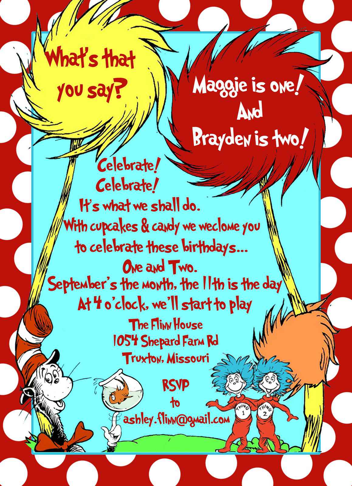 Dr Seuss Birthday Invitations