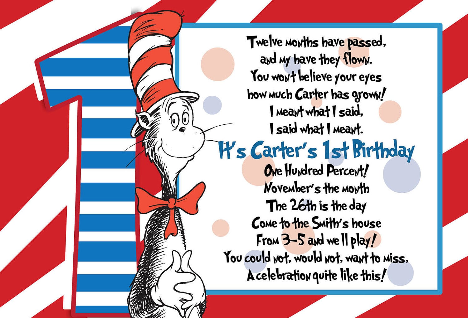 Dr Seuss Birthday Invitations