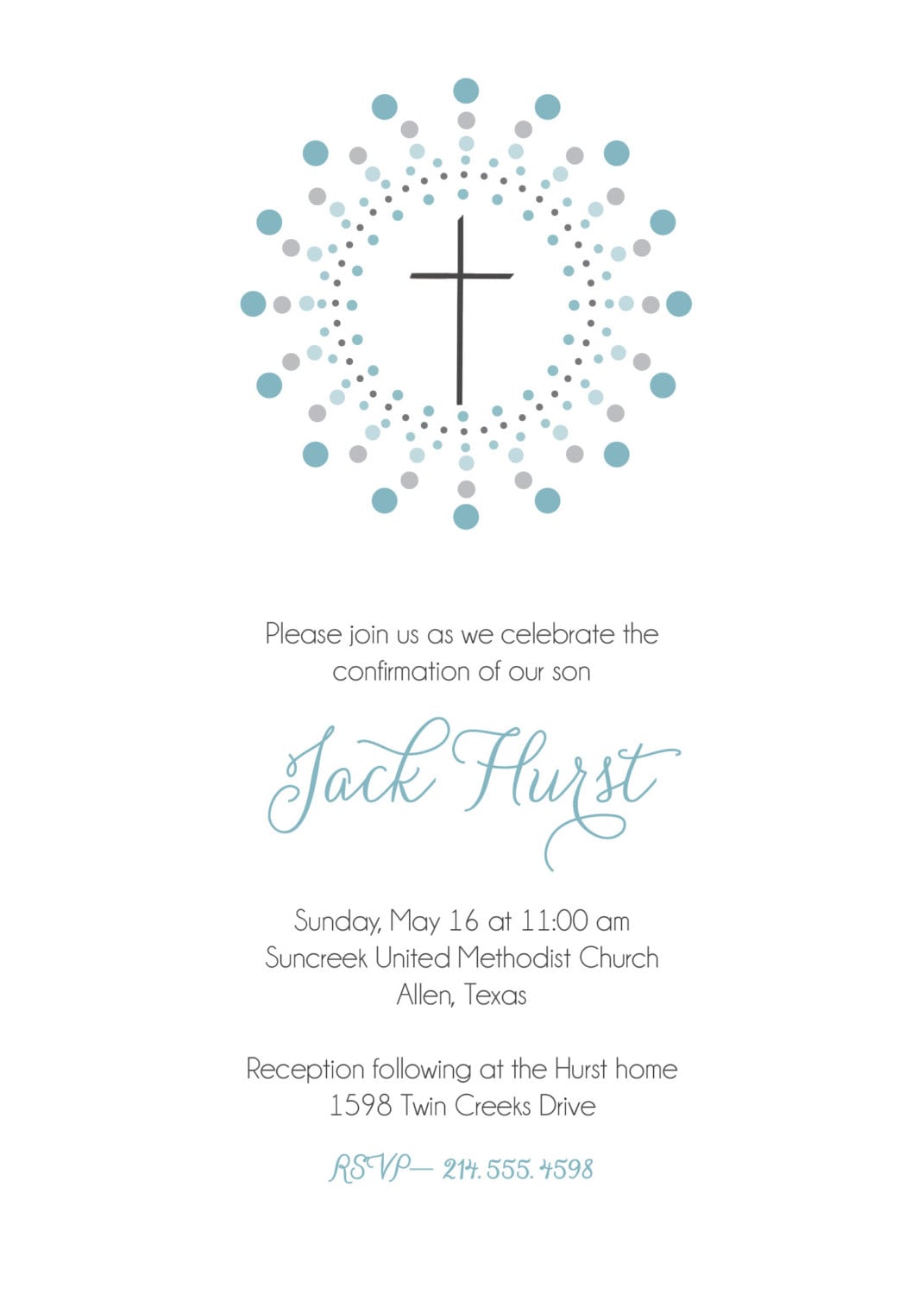 Elegant Damask Frame Communion Invitations