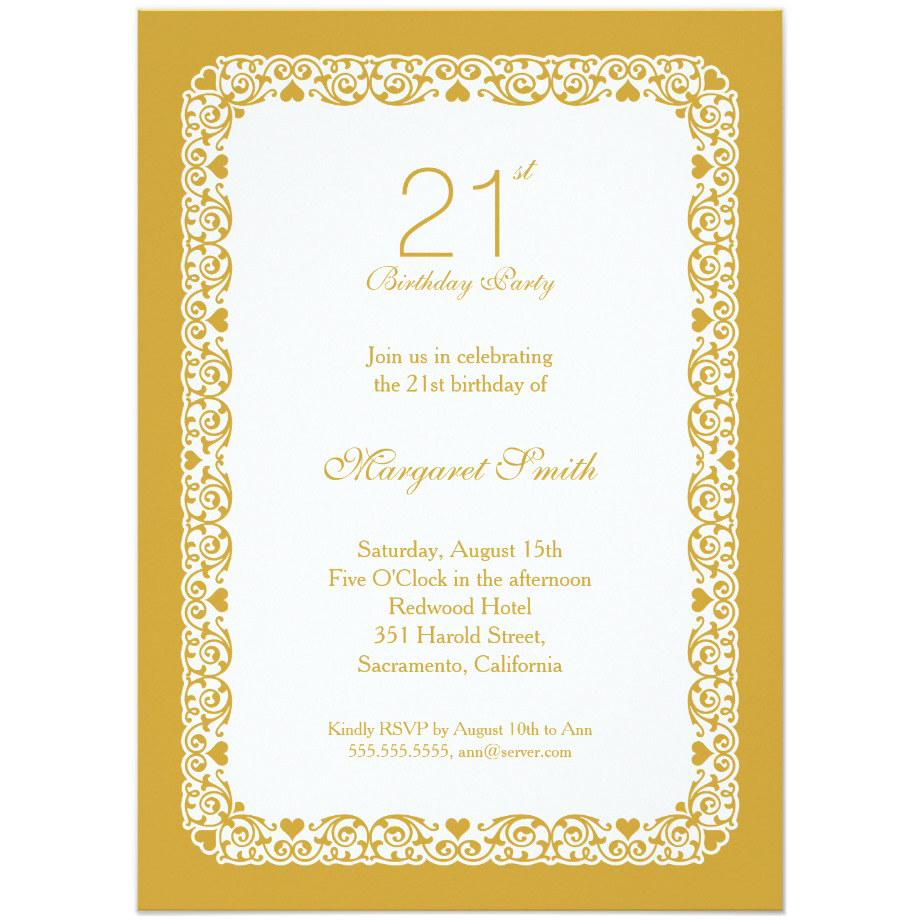 Elegant Personalized 21st Birthday Party Invitations