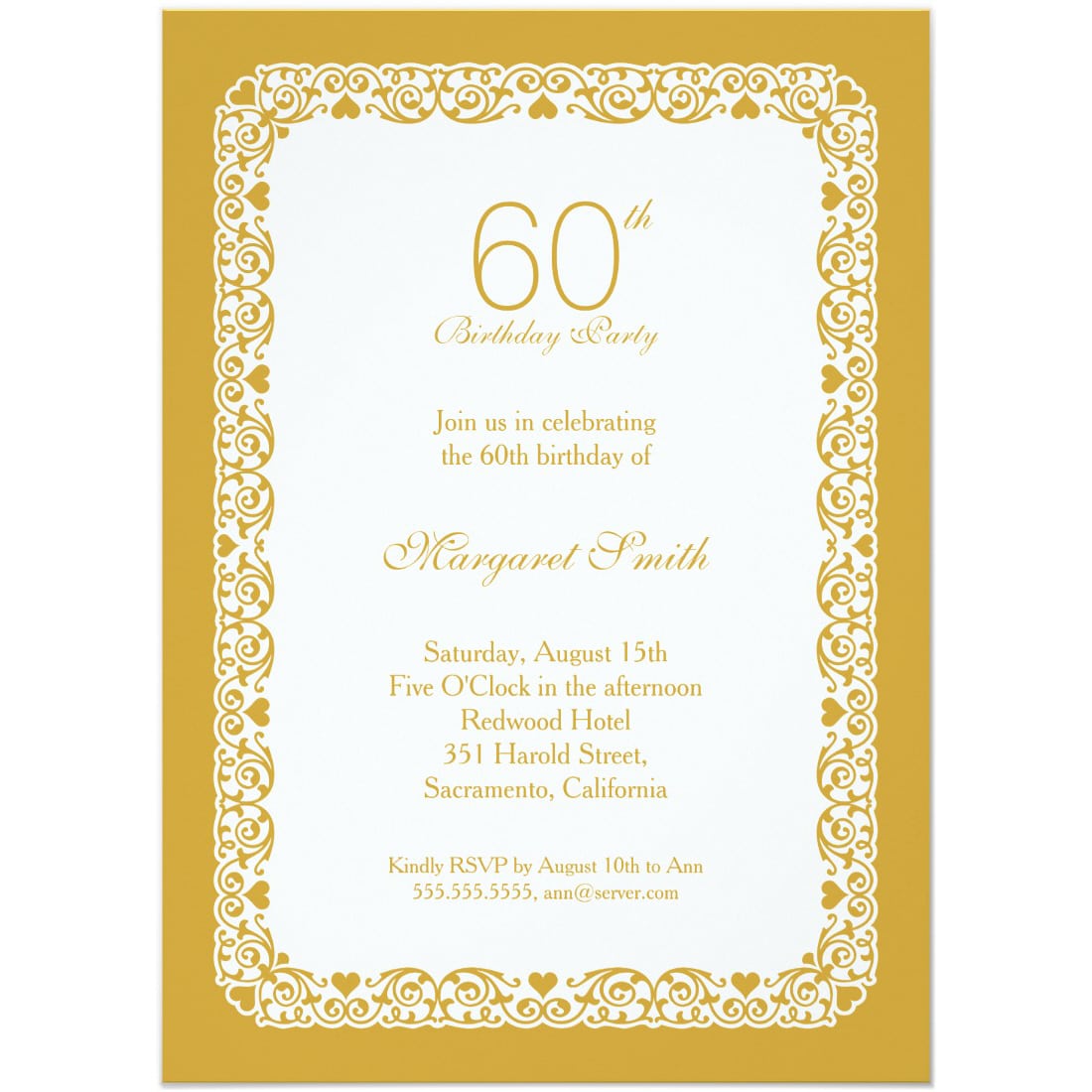 Elegant Personalized 60th Birthday Party Invitations