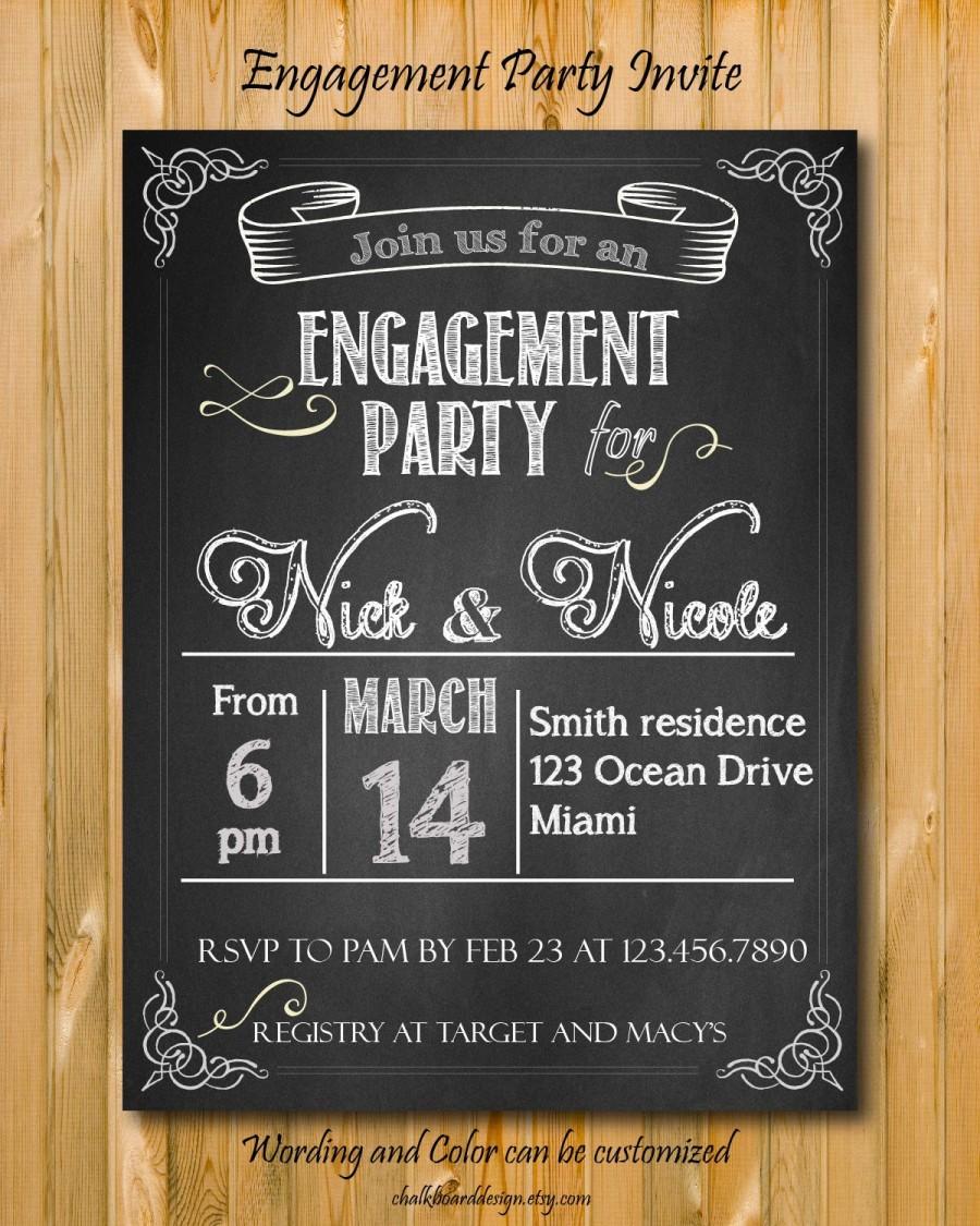Engagement Party Invitation Printable, Custom Chalkboard Invite