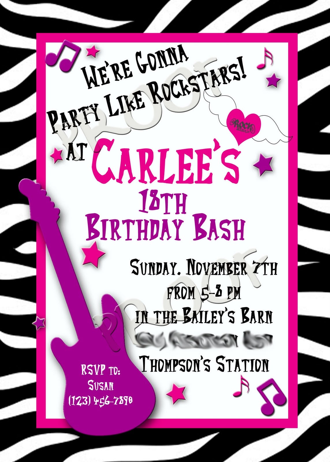 Fanci Prints By Tiffany  Rockstar Party Invitation