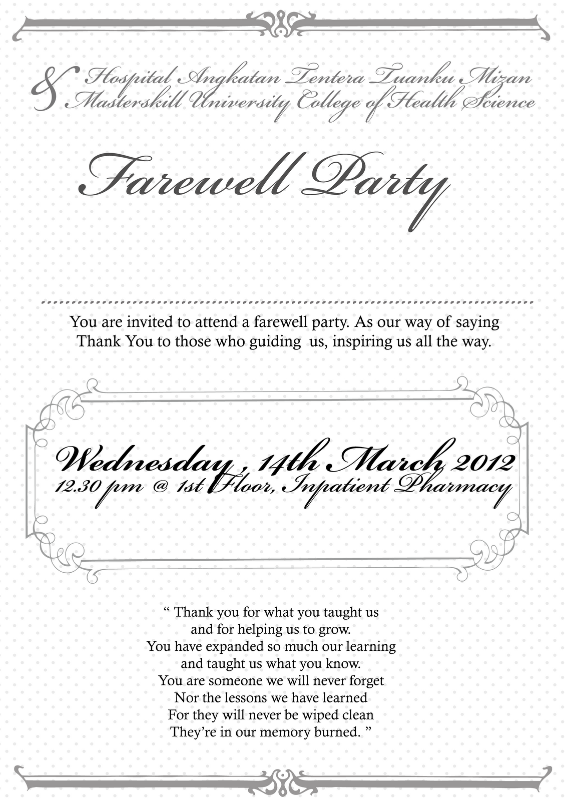 Farewell Party Invitation Wording